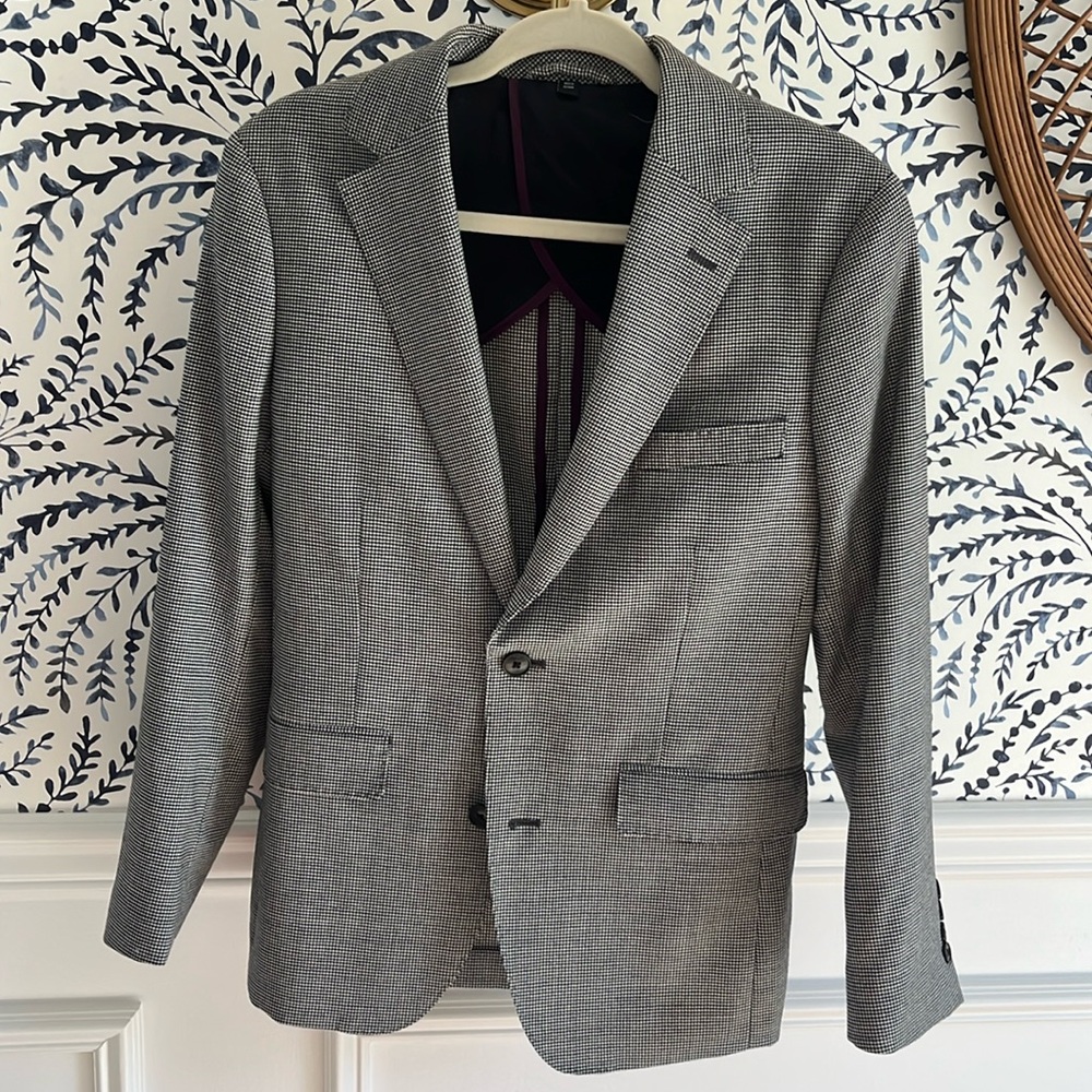 Bonobos Men’s 36S Tailored fit black & white checked blazer